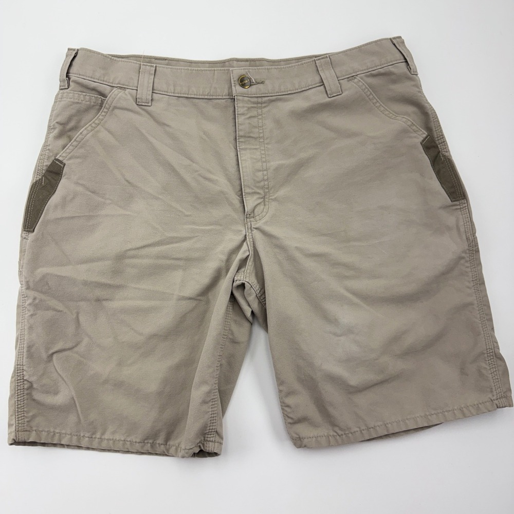 Carhartt Mens Relaxed Fit Cotton Canvas Cargo Work Shorts Tan Khaki 38